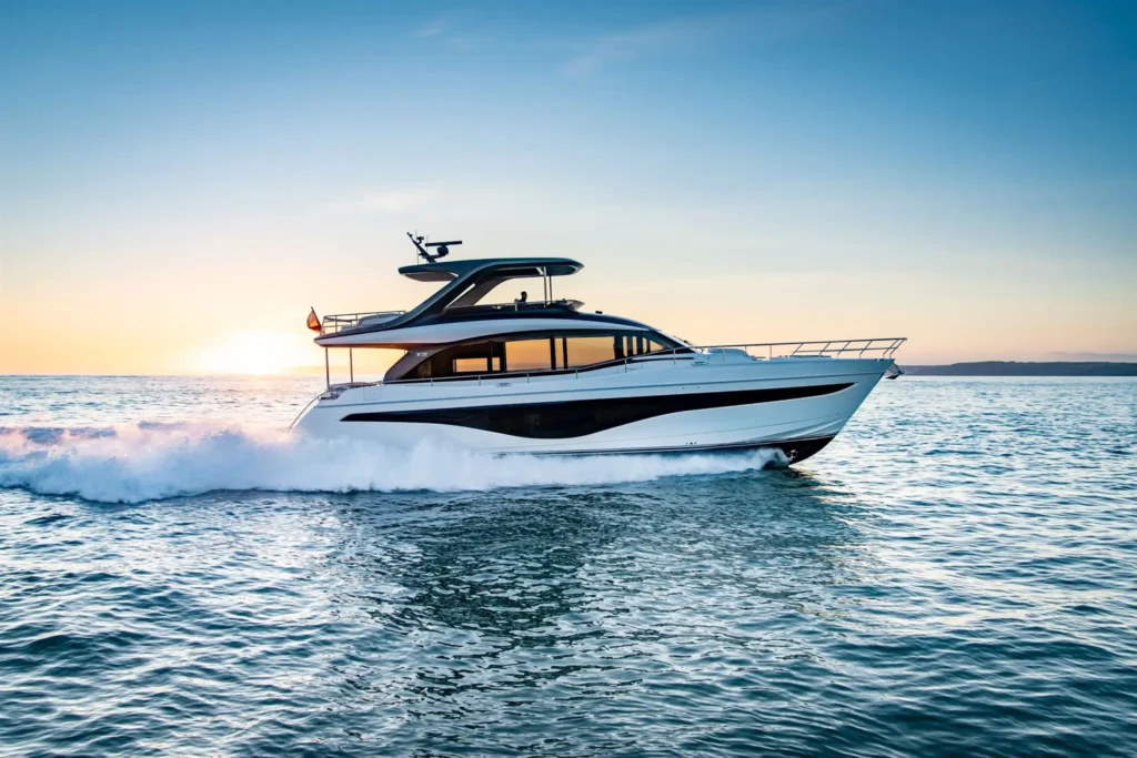 Princess yachts y class boot van Blue Lobster Yachts die aan het varen is.